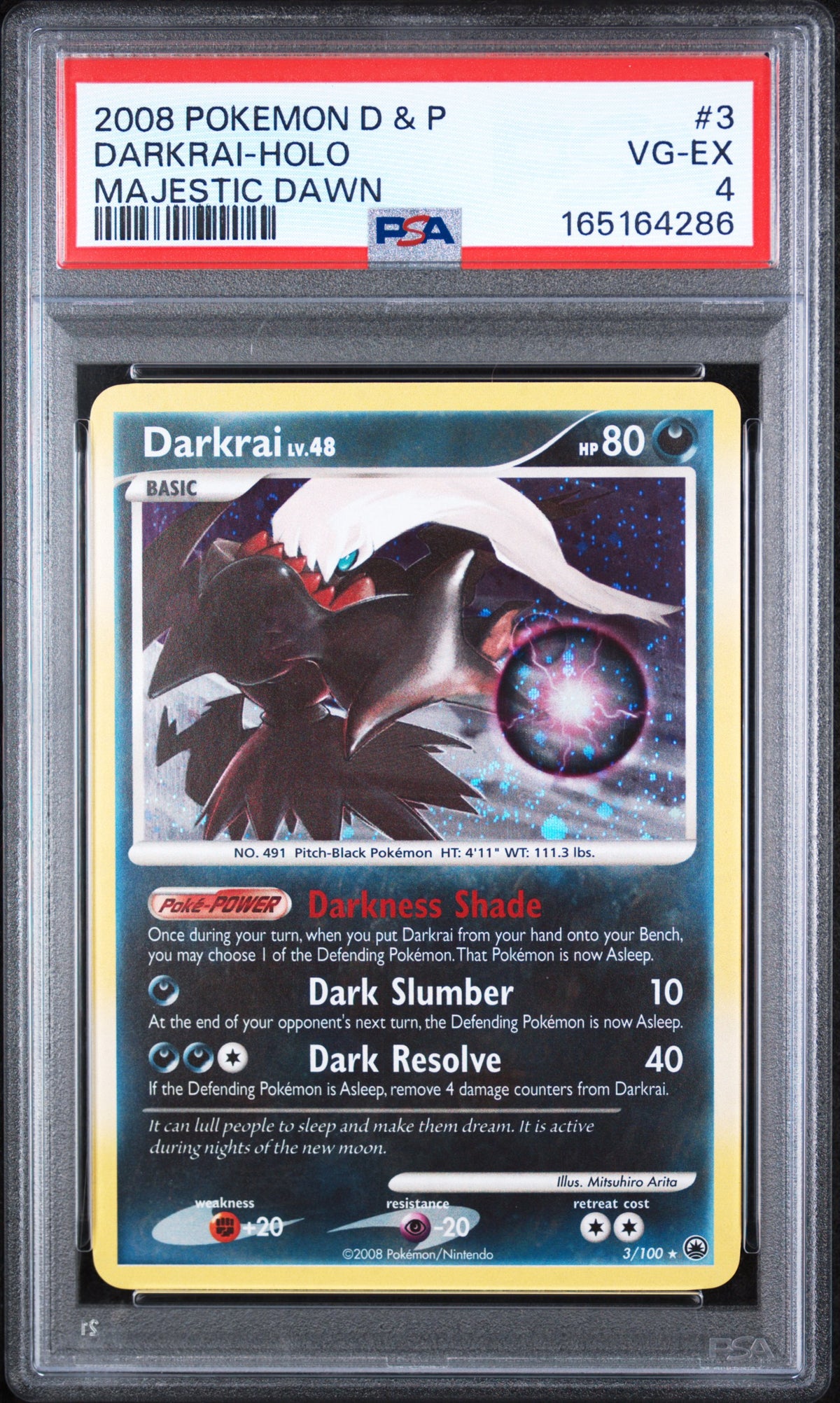 Darkrai - Pokemon Majestic Dawn #3 PSA 4