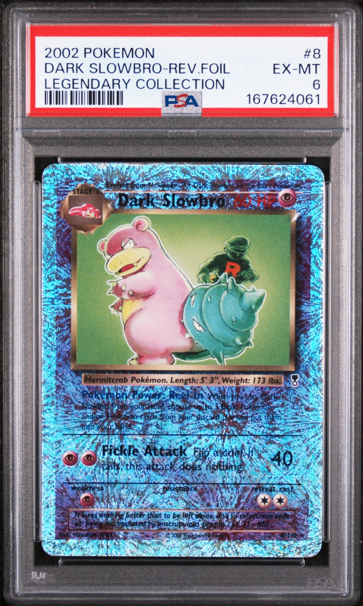 Dark Slowbro-Rev.foil - Pokemon Legendary Collection #8 PSA 6