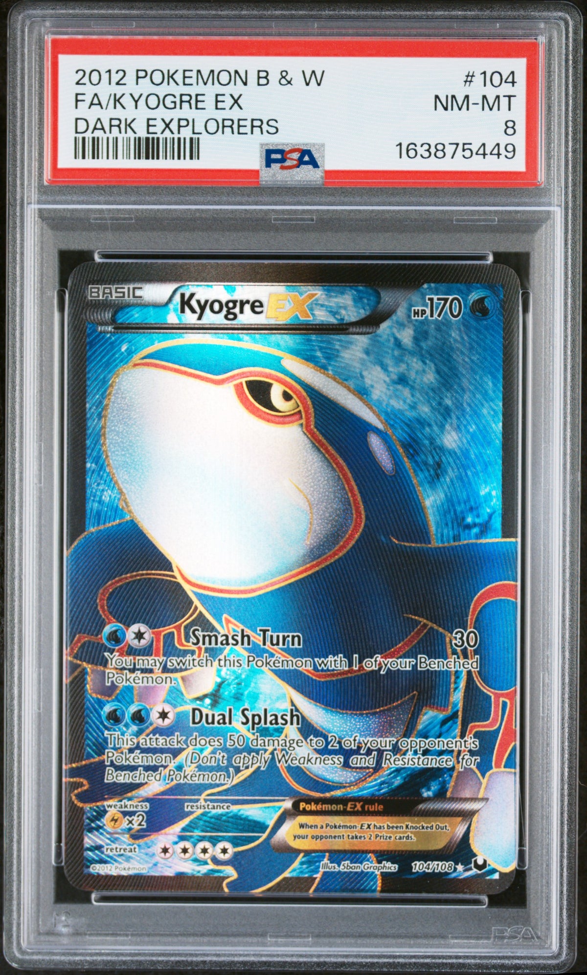 Kyogre EX - Pokemon Dark Explorers #104 PSA 8