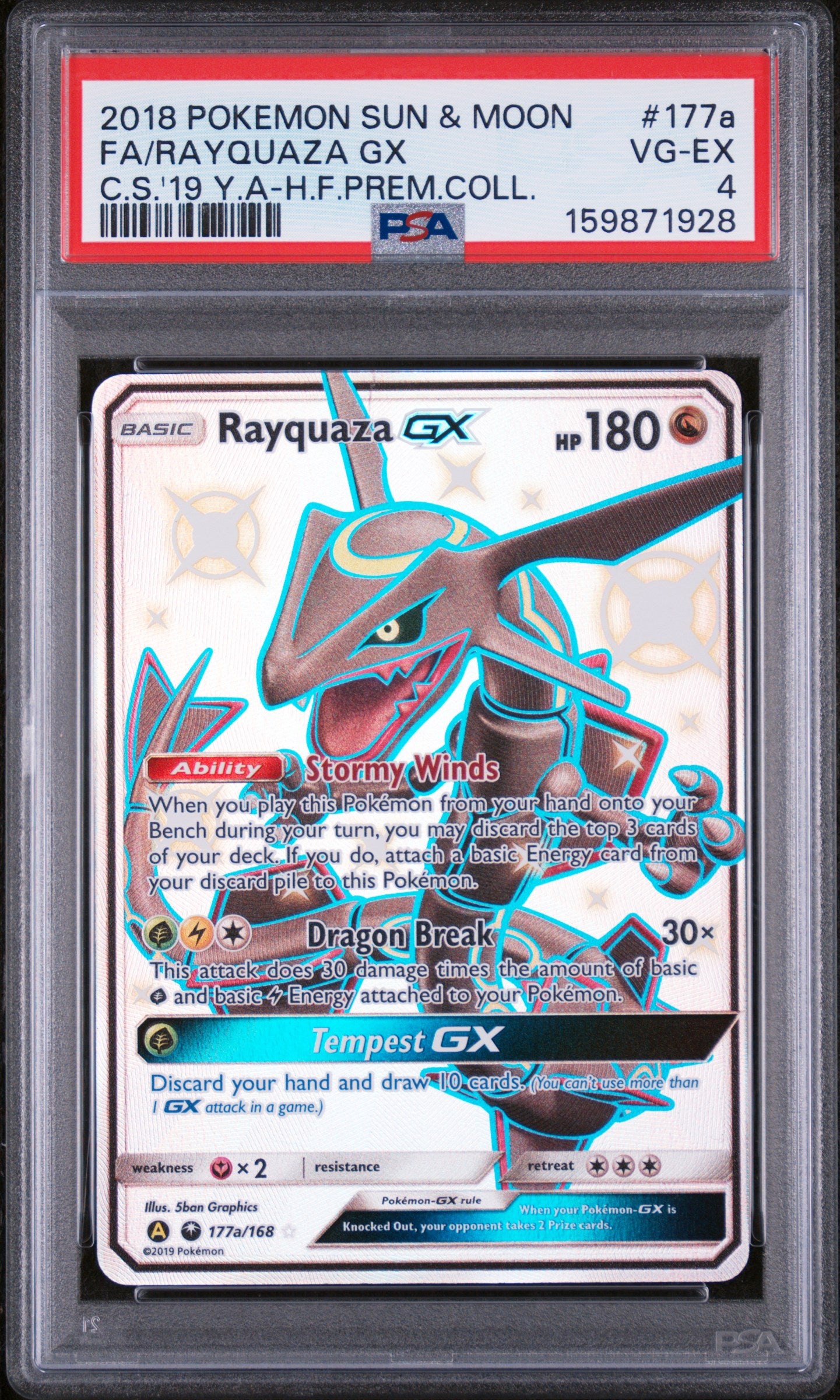 Rayquaza GX - Pokemon Celestial Storm #177a PSA 4