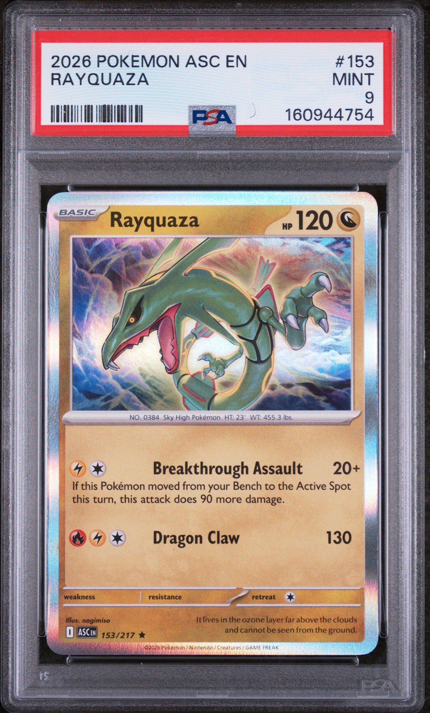 RAYQUAZA - Pokemon Ascended Heroes #153 PSA 9