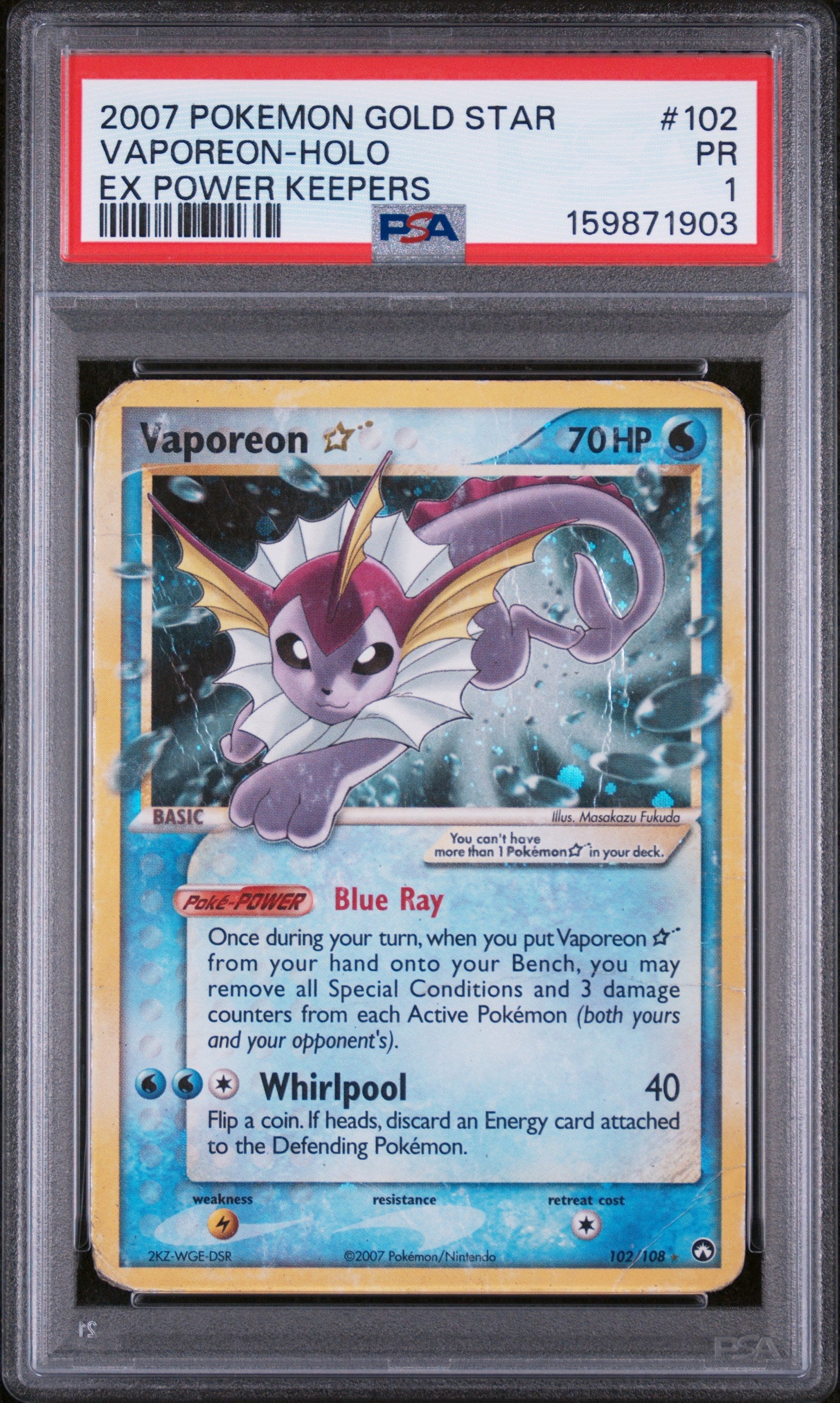 Vaporeon [Gold Star] - Pokemon Power Keepers #102 PSA 1