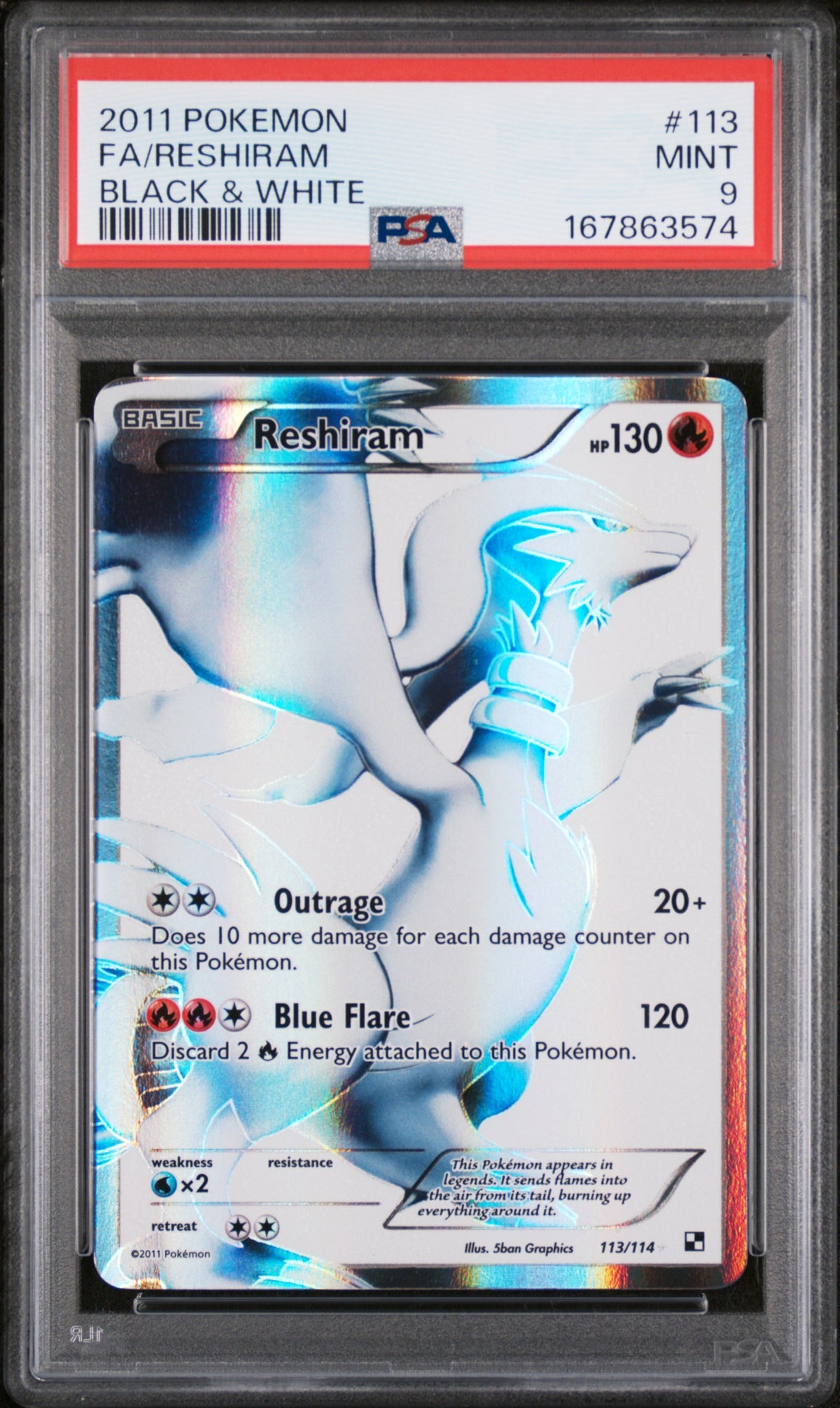 Reshiram - Pokemon Black & White #113 PSA 9