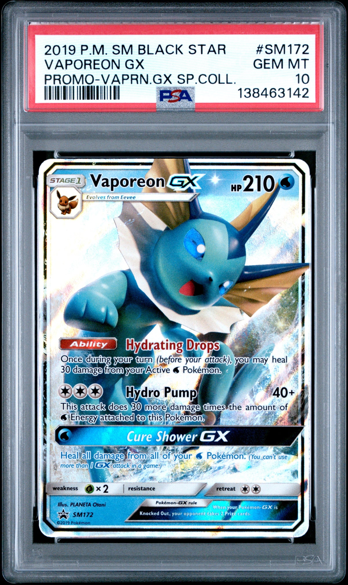 VAPOREON GX PROMO-VAPRN.GX SP.COLL. - Pokemon Sm Black Star Promo #SM172 PSA 10