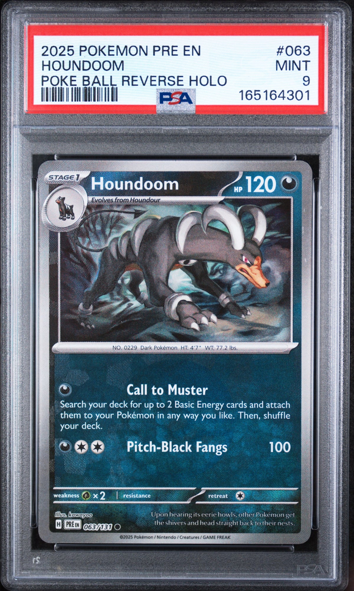 Houndoom [Poke Ball] - Pokemon Prismatic Evolutions #63 PSA 9