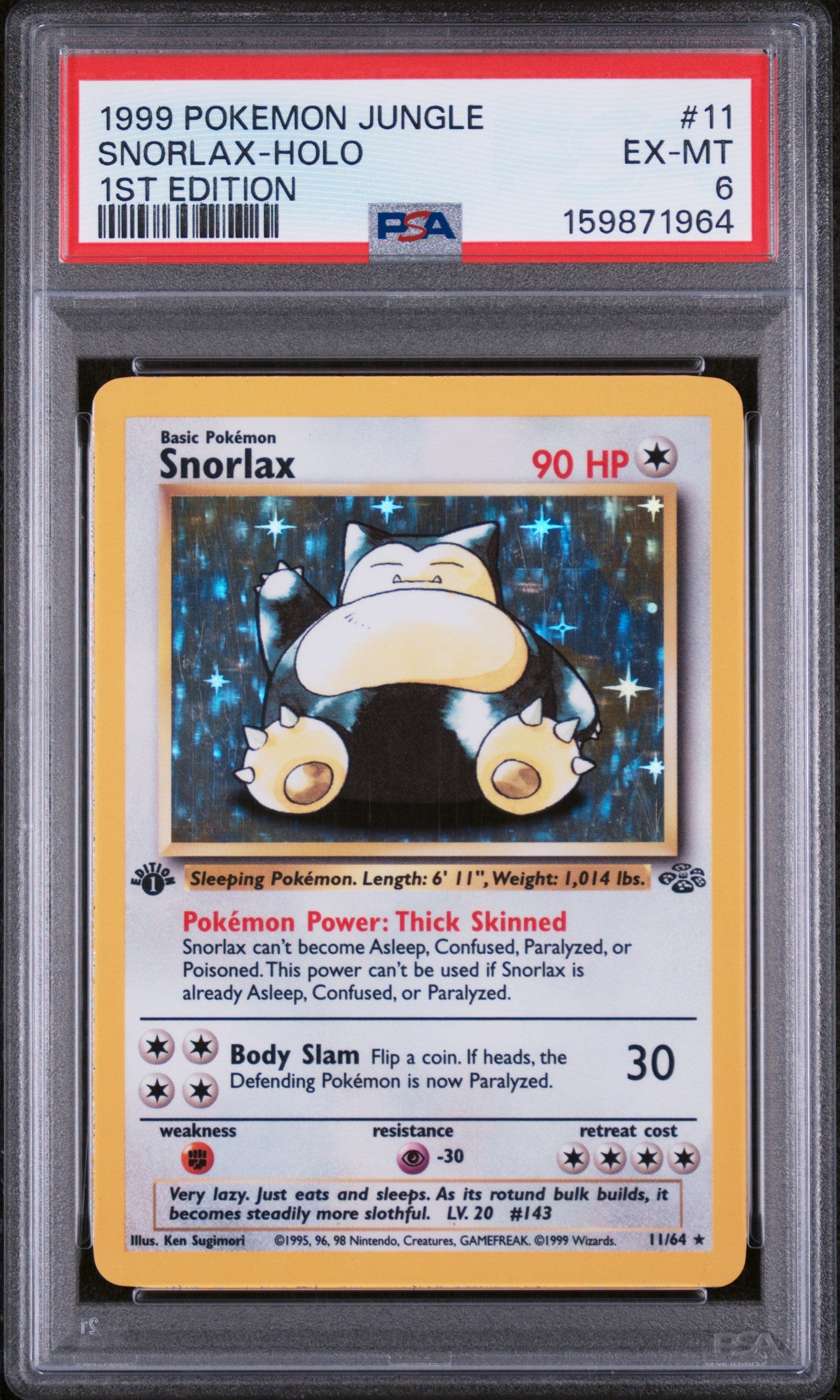 Snorlax [1st Edition] - Pokemon Jungle #11 PSA 6