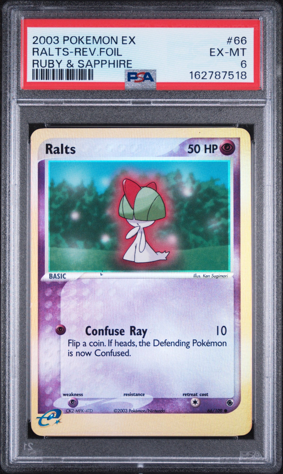 Ralts [Reverse Holo] - Pokemon Ruby & Sapphire #66 PSA 6