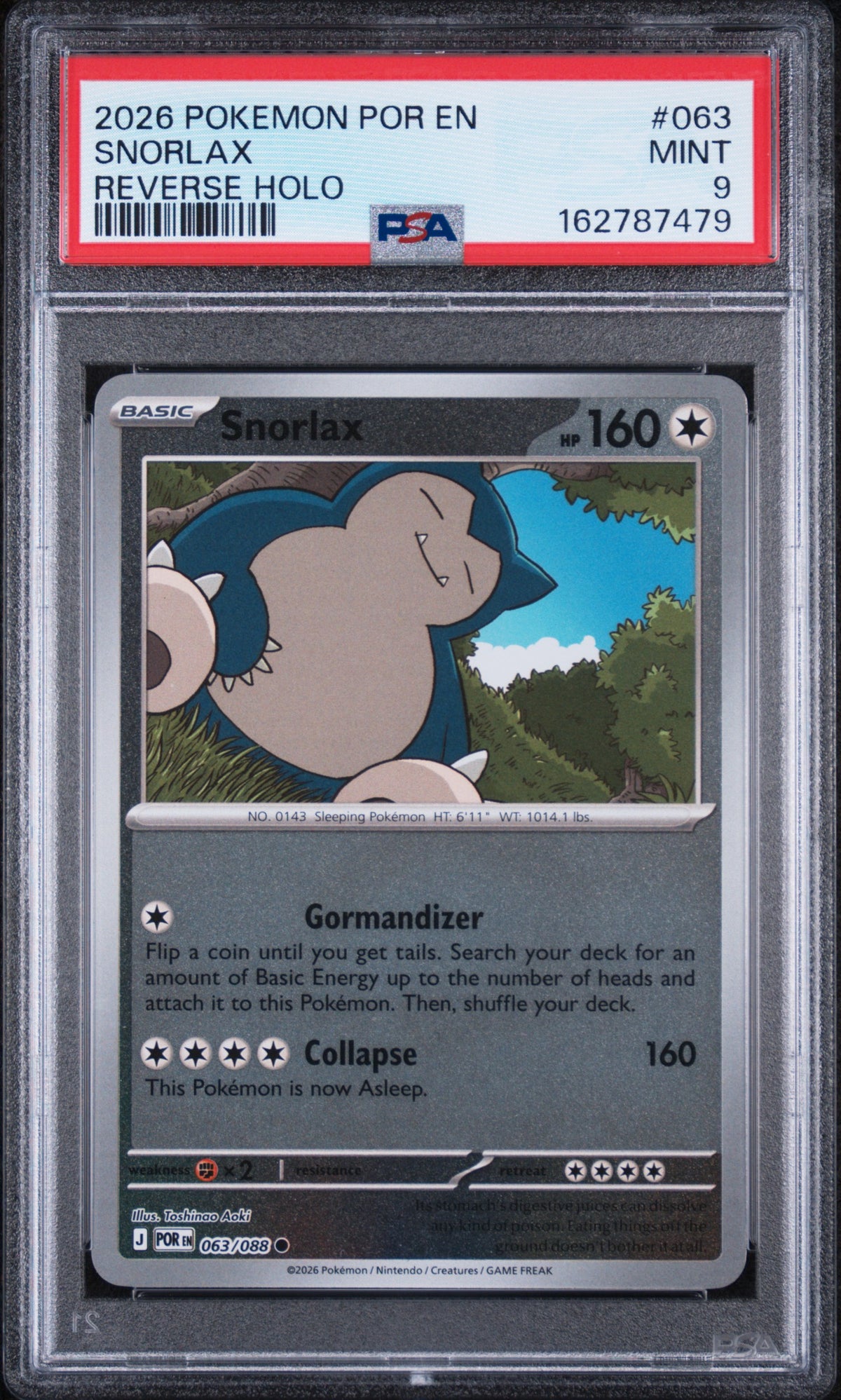 Snorlax - Pokemon Perfect Order #63 PSA 9