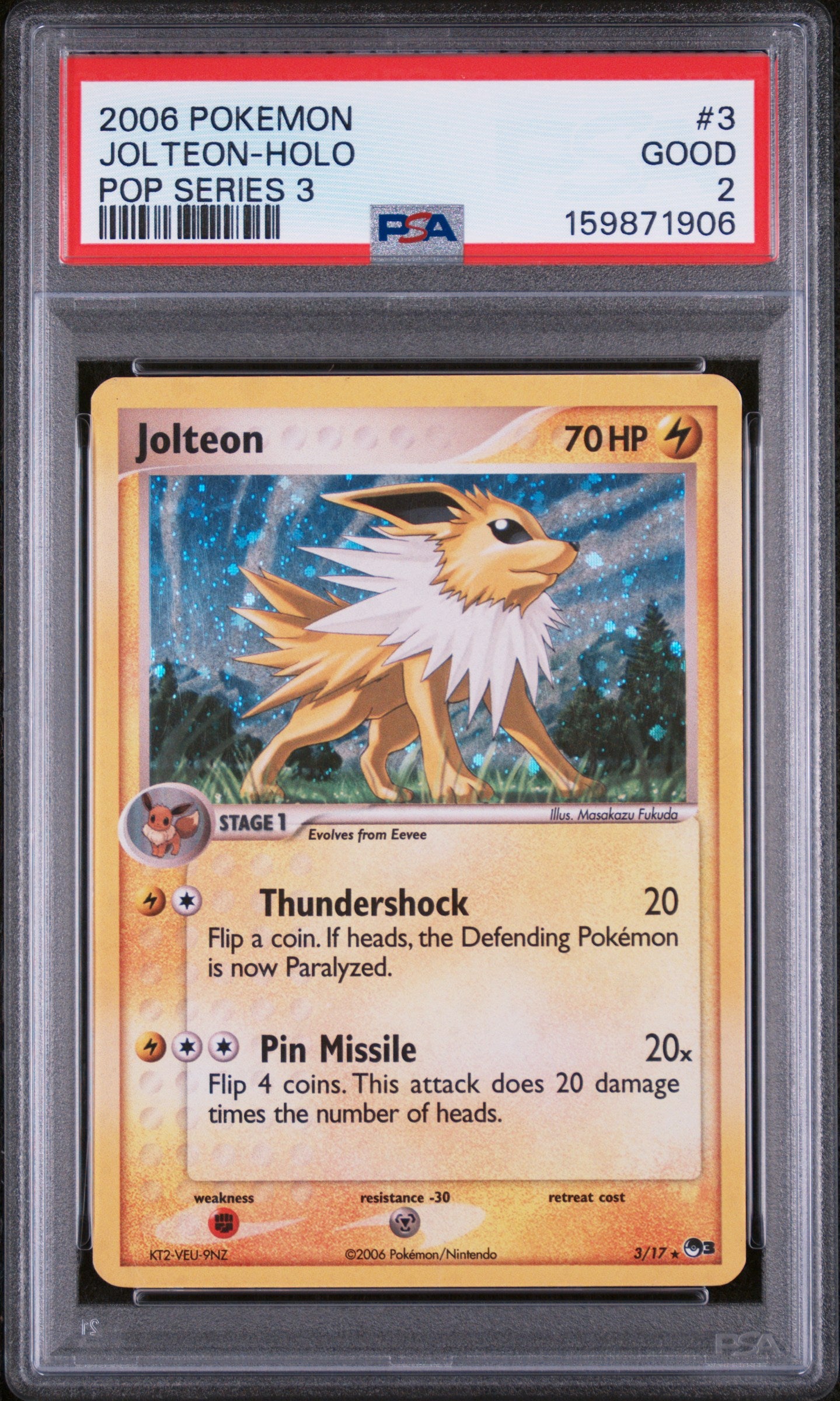 Jolteon [Holo] - Pokemon POP Series 3 #3 PSA 2