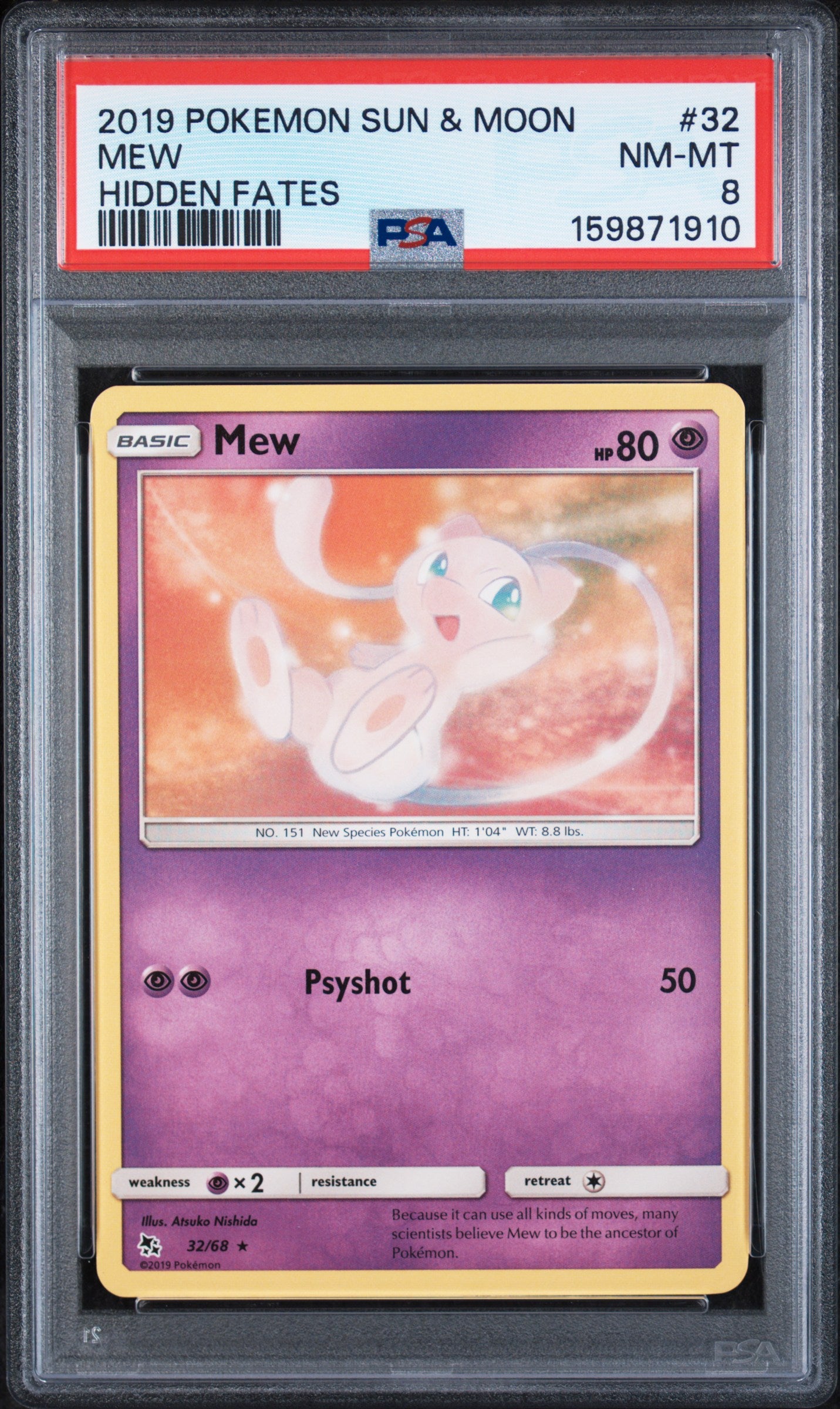 Mew - Pokemon Hidden Fates #32 PSA 8