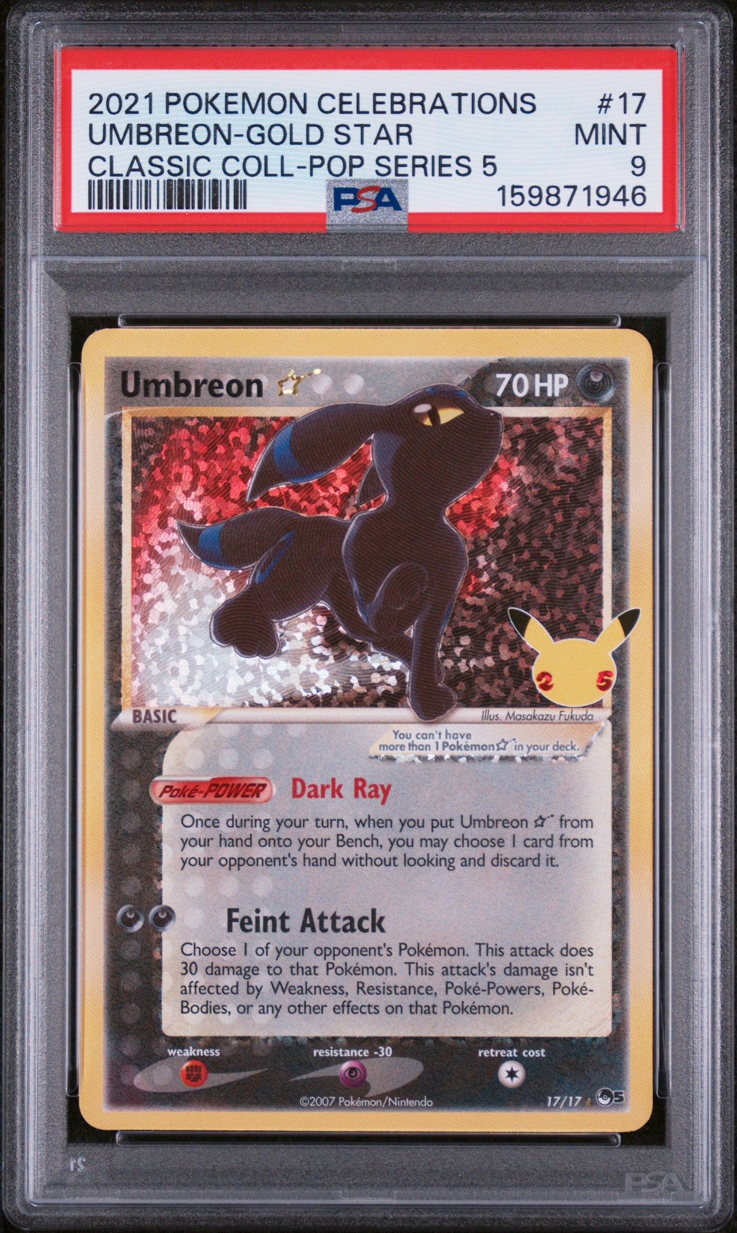Umbreon [Gold Star] - Pokemon Celebrations #17 PSA 9