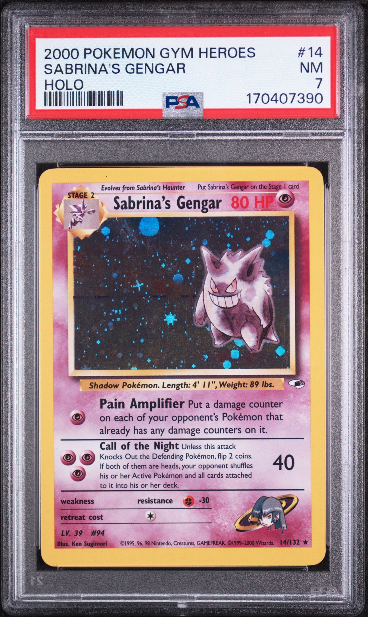 Sabrina's Gengar - Pokemon Gym Heroes #14 PSA 7