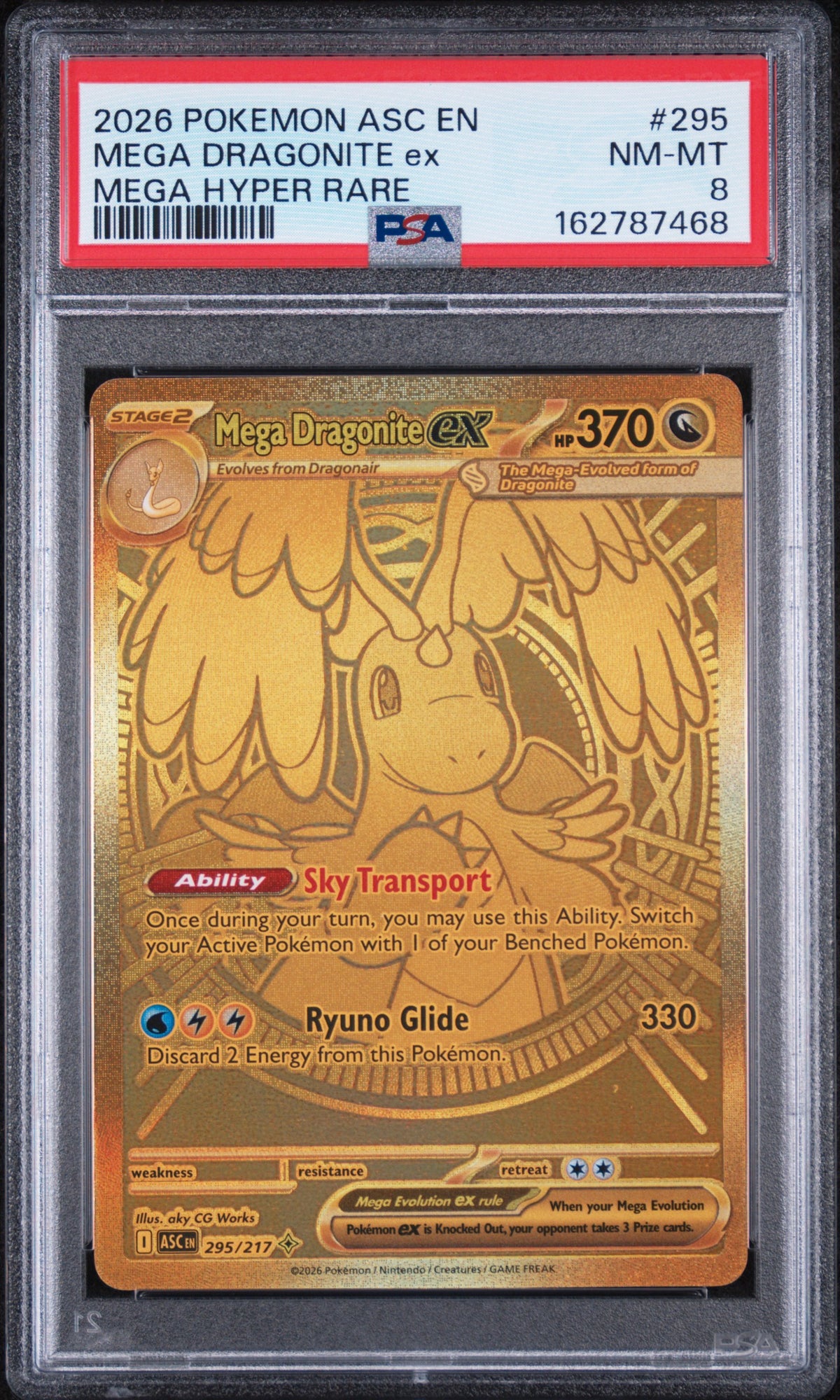 Mega Dragonite ex - Pokemon Ascended Heroes #295 PSA 8