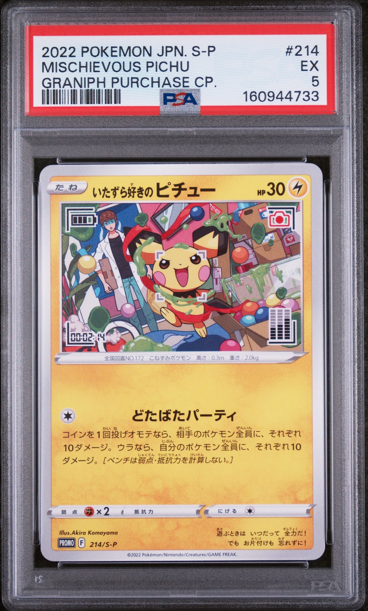 MISCHIEVOUS PICHU GRANIPH PURCHASE CP. - Pokemon Japanese Promo #214 PSA 5