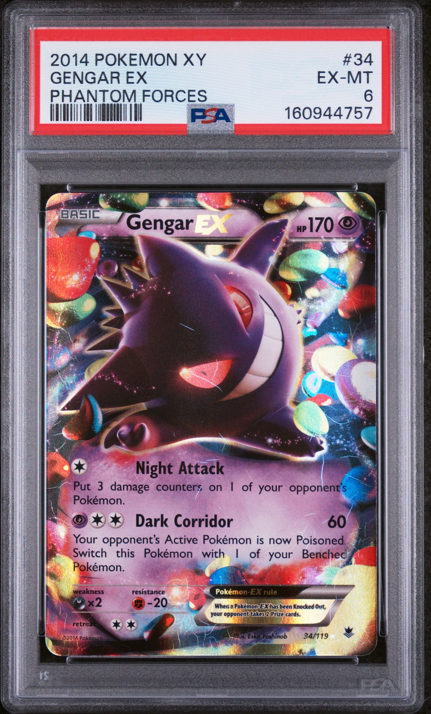 Gengar EX - Pokemon Phantom Forces #34 PSA 6