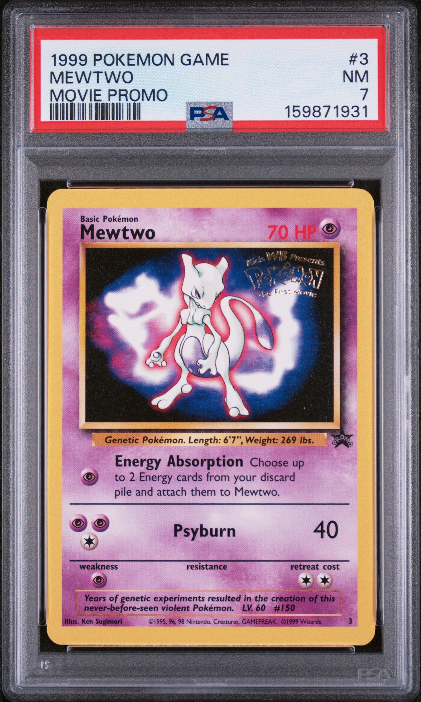 Mewtwo - Pokemon 1999 Topps Movie Evolution #3 PSA 7