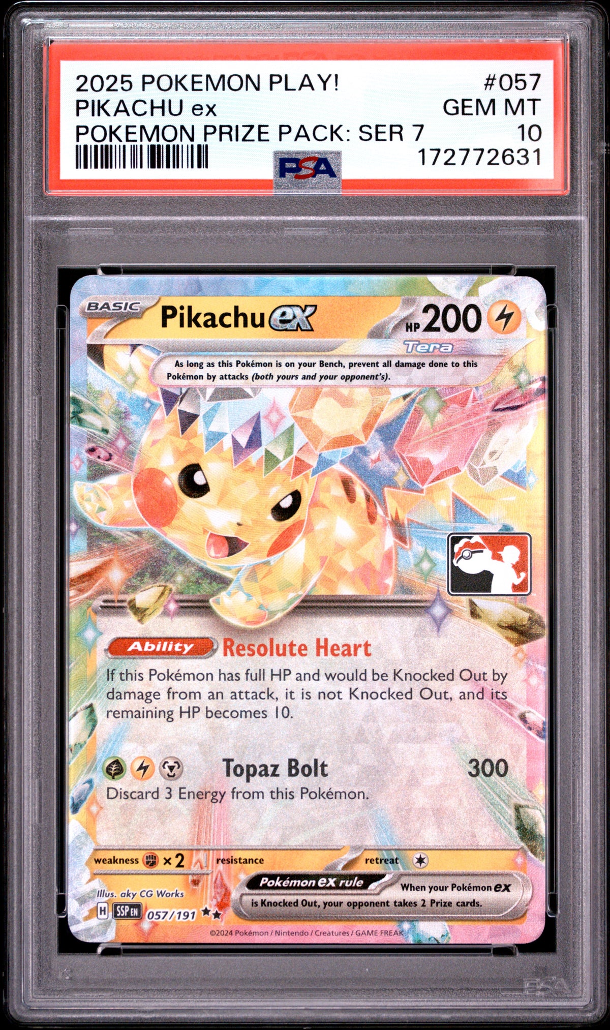 PIKACHU ex - Pokemon Play! Pokemon Prize Pack: Series 7 #057 PSA 10