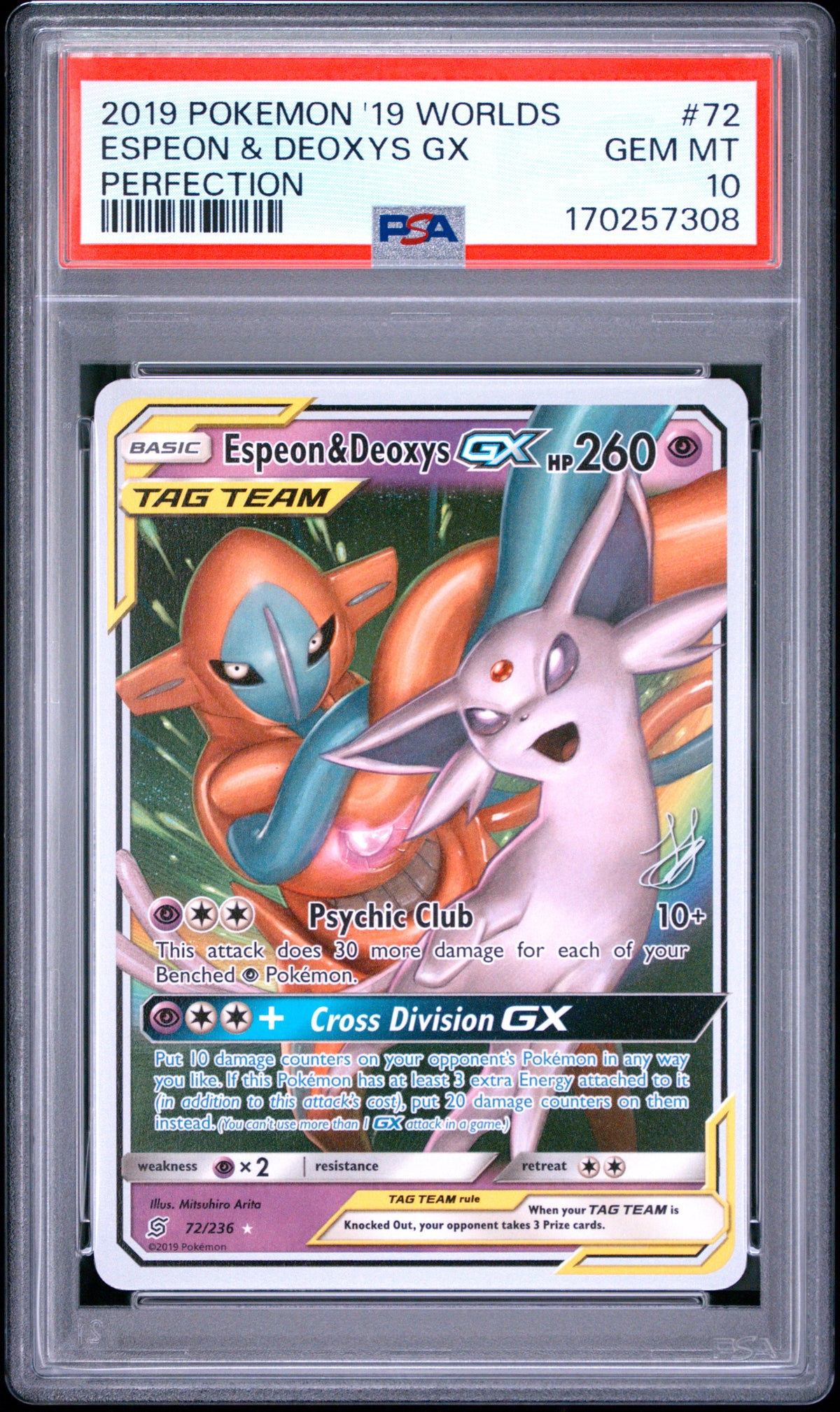 ESPEON & DEOXYS GX - Pokemon 2019 World Championships Deck: Perfection #72 PSA 10