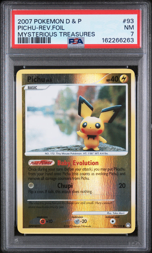 Pichu [Reverse Holo] - Pokemon Mysterious Treasures #93 PSA 7