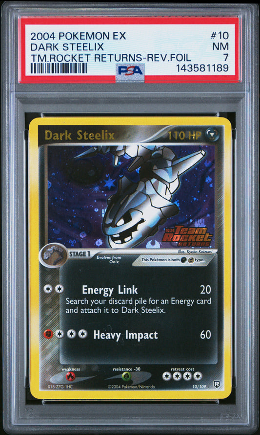 DARK STEELIX TM.ROCKET RETURNS-REV.FOIL - Pokemon Ex Team Rocket Returns #10 PSA 7