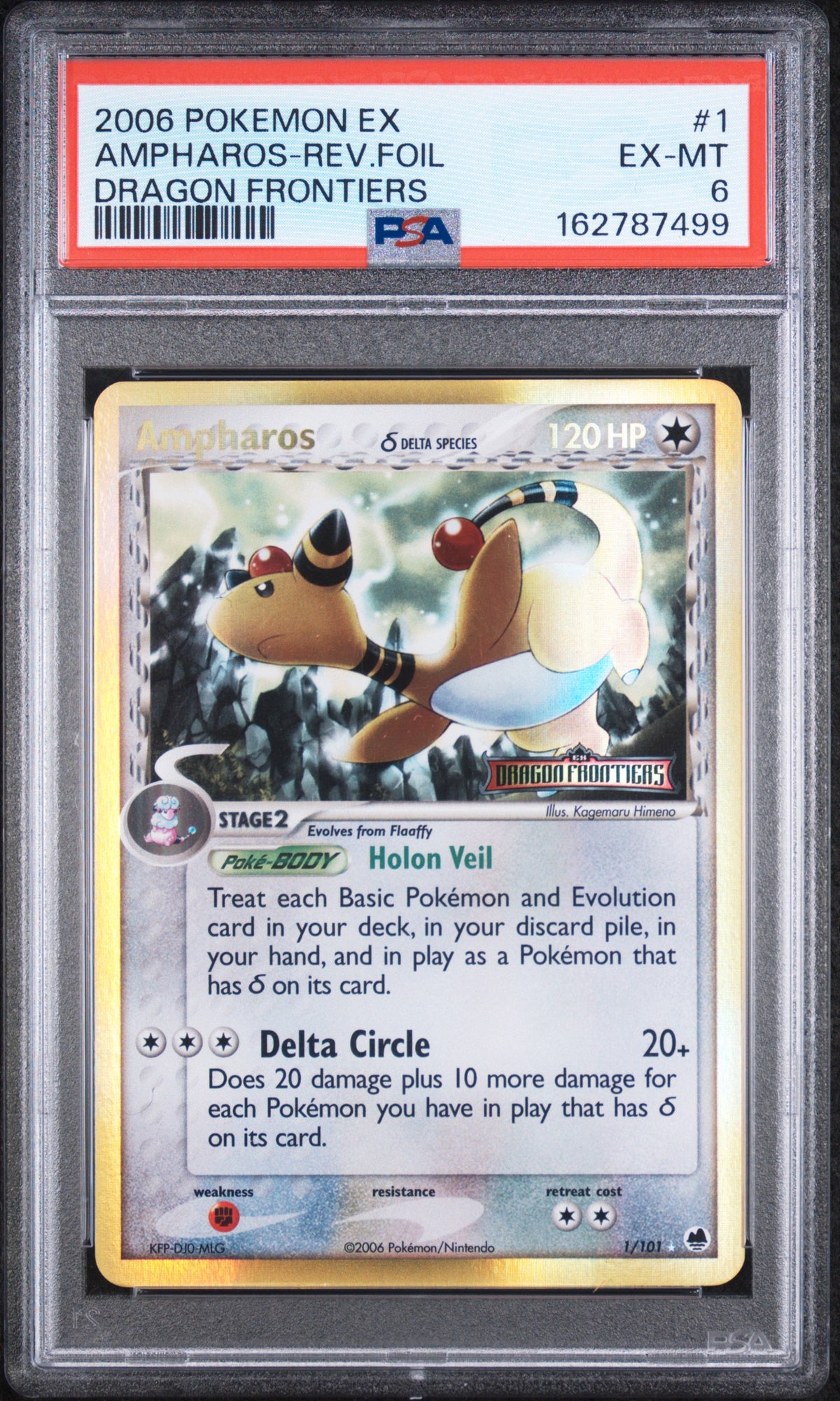 Ampharos [Reverse Holo] - Pokemon Dragon Frontiers #1 PSA 6