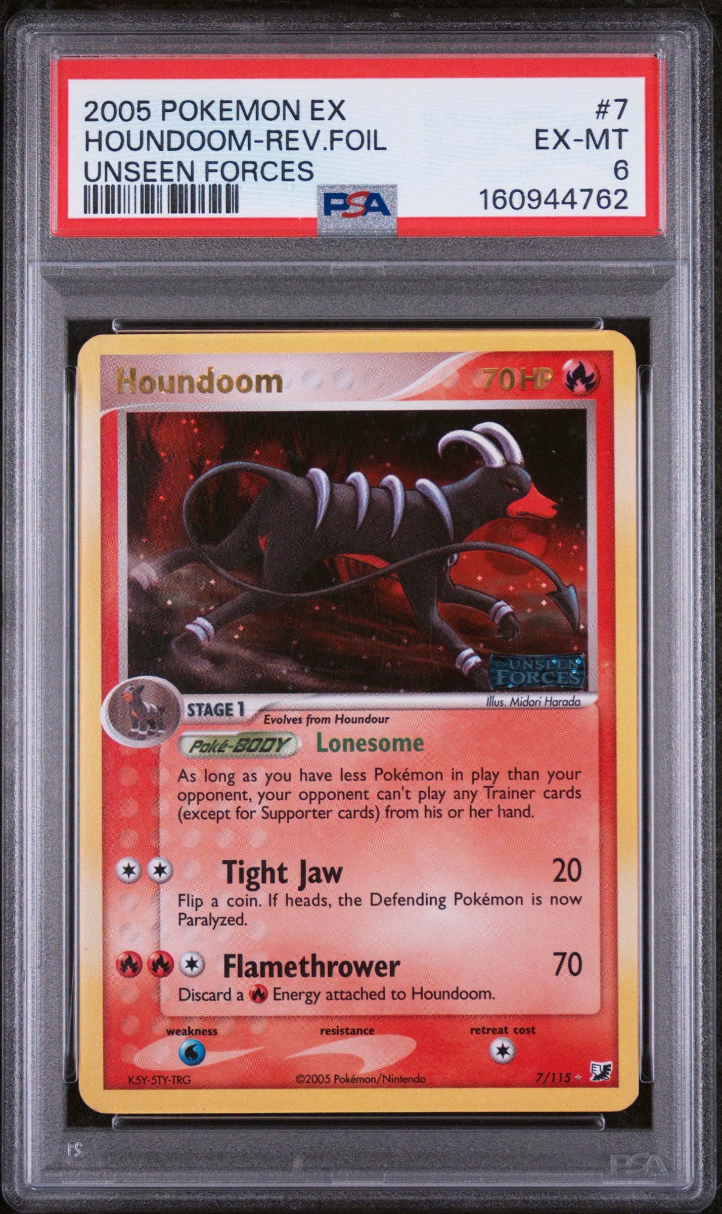 Houndoom [Reverse Holo] - Pokemon Unseen Forces #7 PSA 6