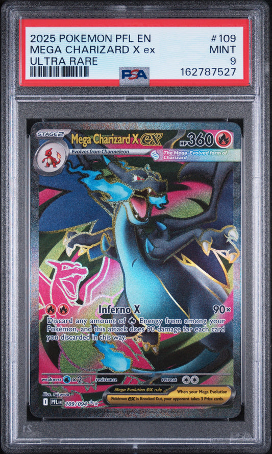 Mega Charizard X ex - Pokemon Phantasmal Flames #109 PSA 9