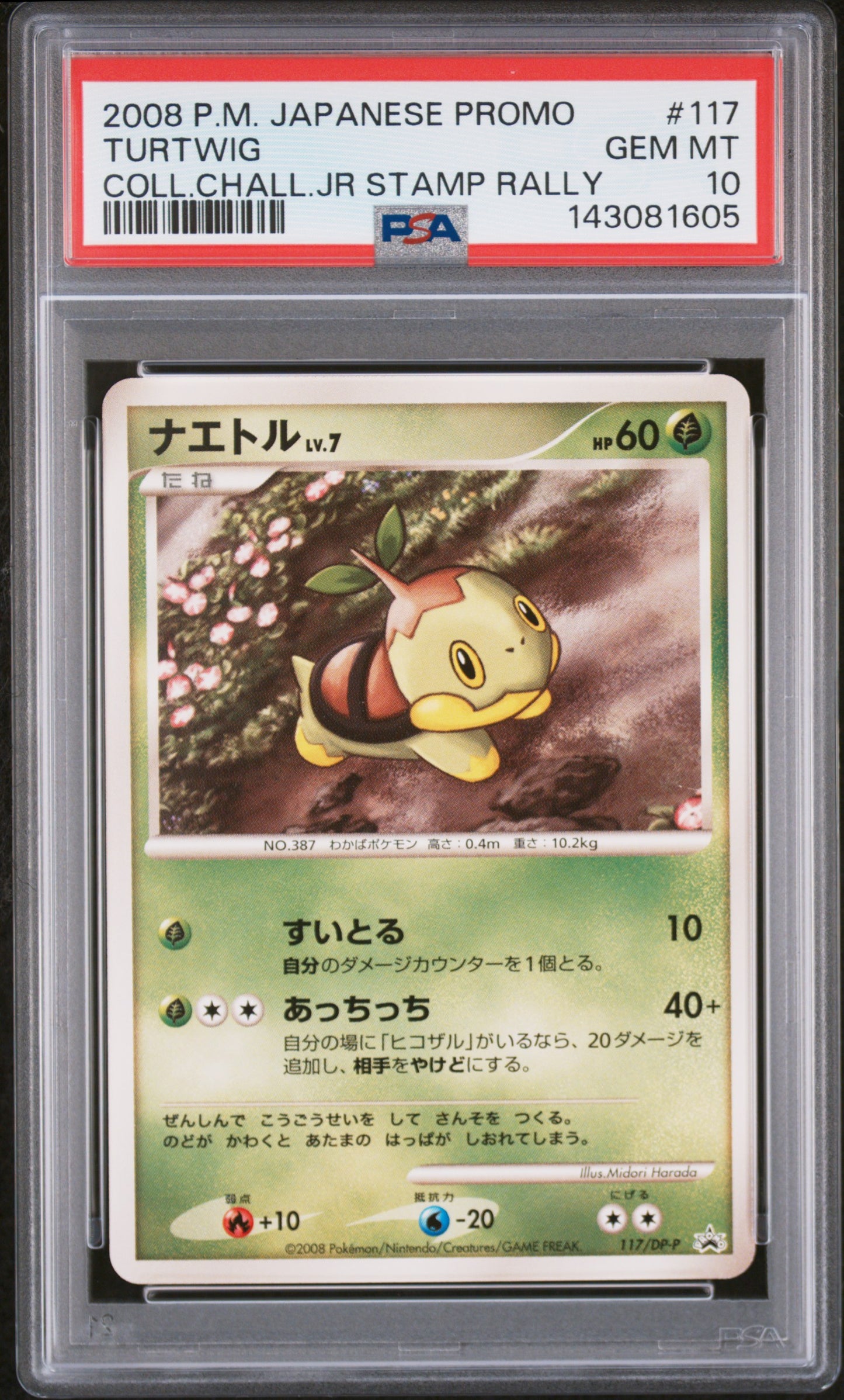 TURTWIG COLL.CHALL.JR STAMP RALLY - Pokemon Japanese Promo #117 PSA 10