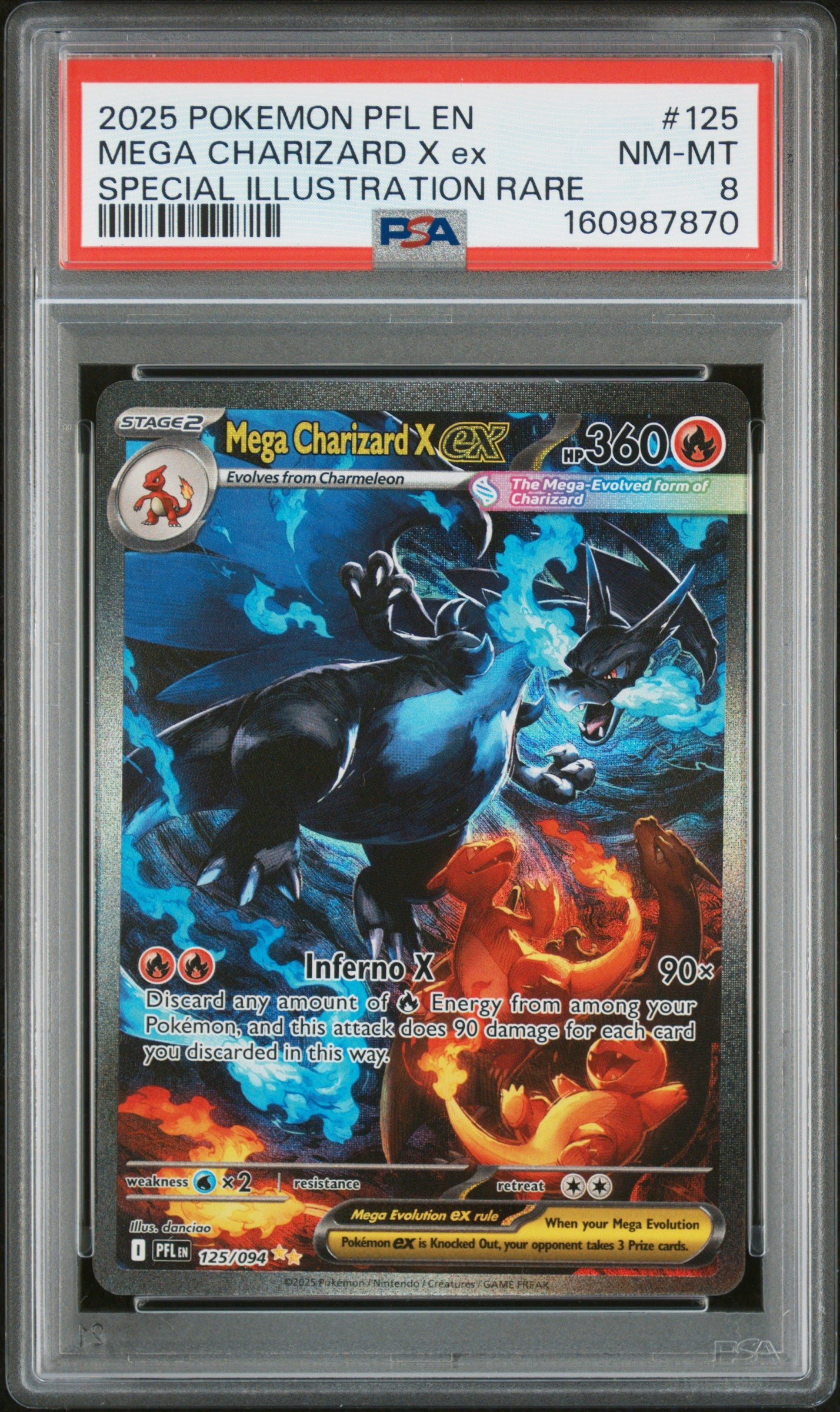 Mega Charizard X ex - POKEMON CARDS #125 PSA 8
