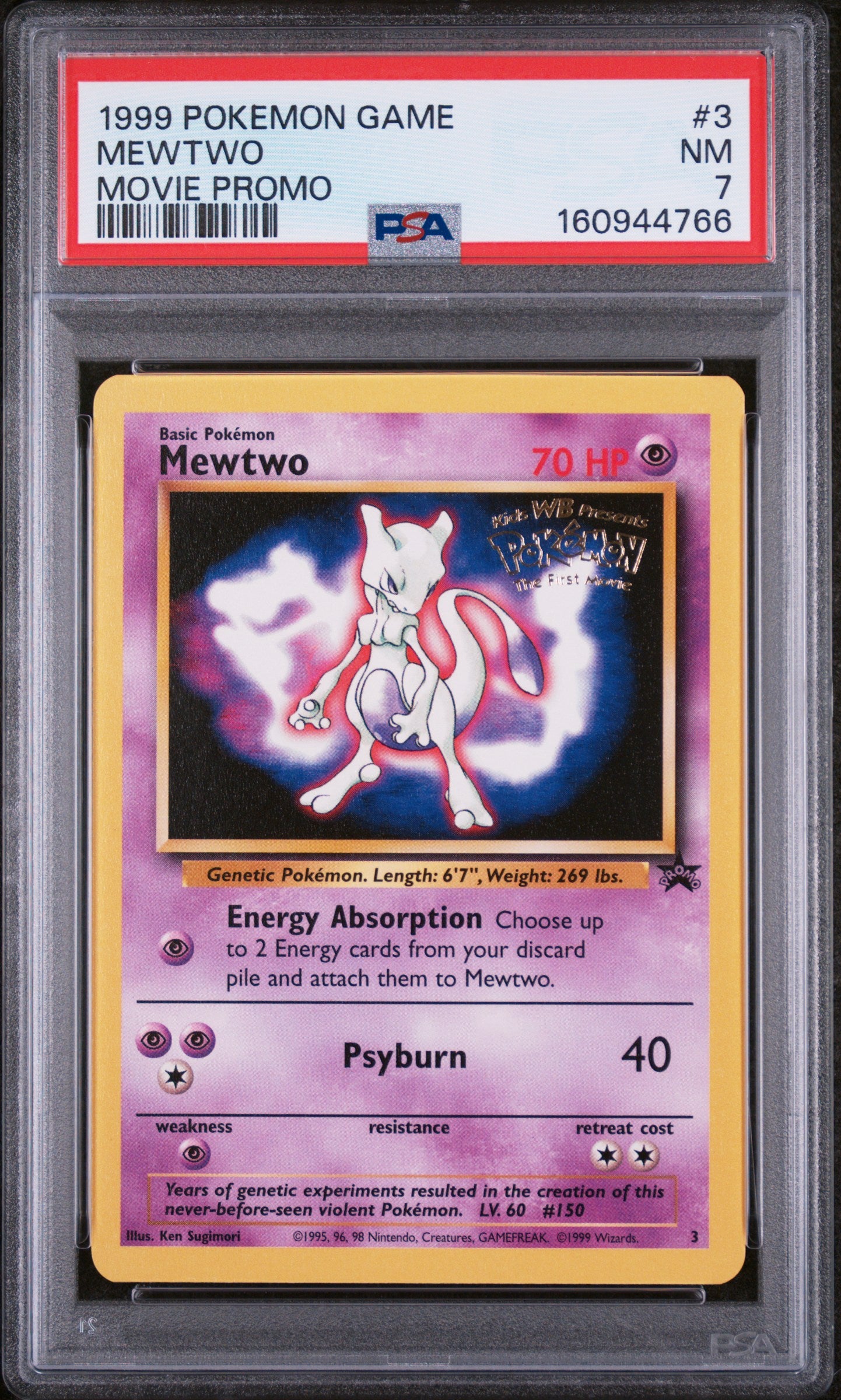 Mewtwo - Pokemon 1999 Topps Movie Evolution #3 PSA 7