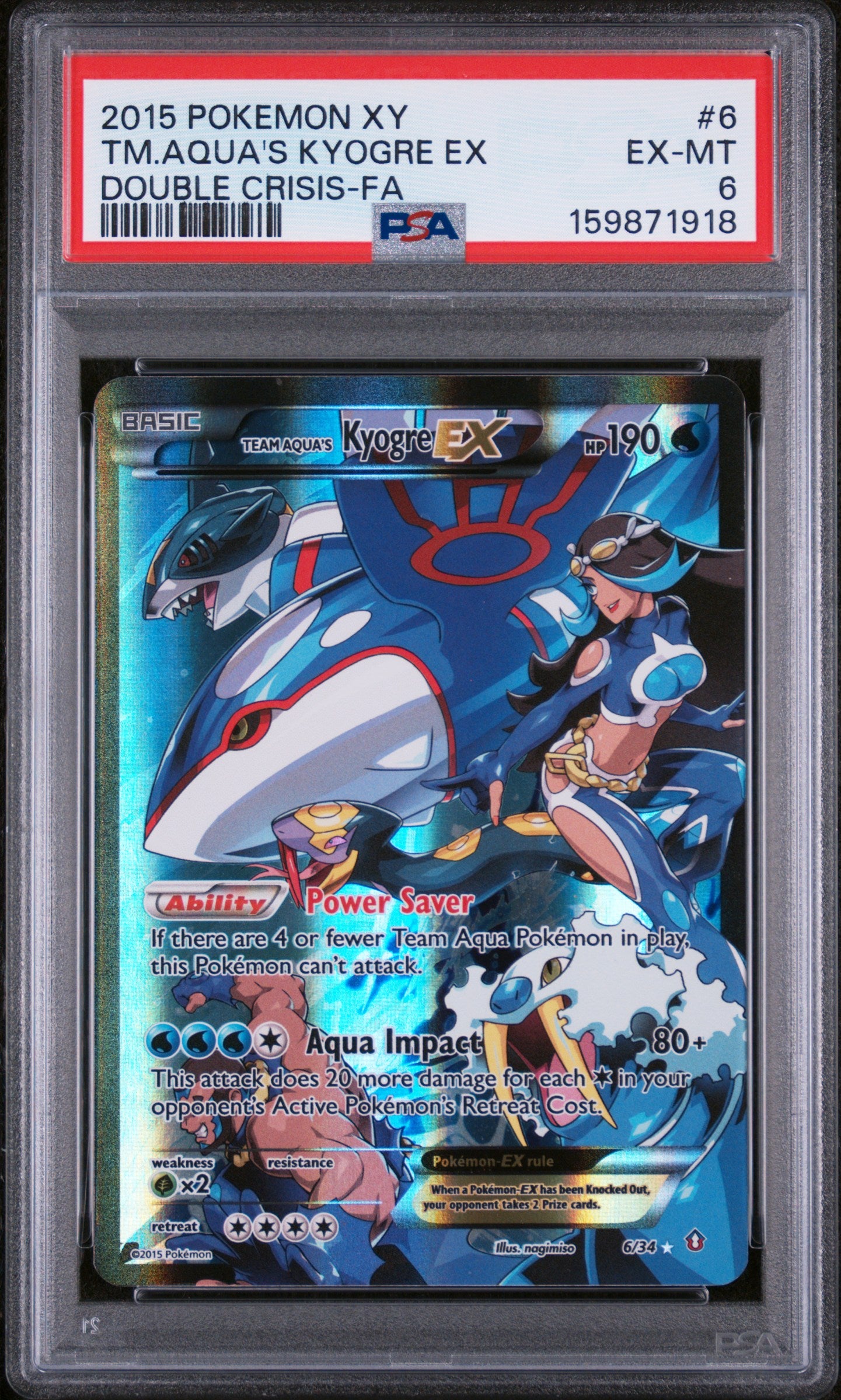 TM.AQUA'S KYOGRE EX DOUBLE CRISIS-FA - Pokemon Xy Double Crisis #6 PSA 6
