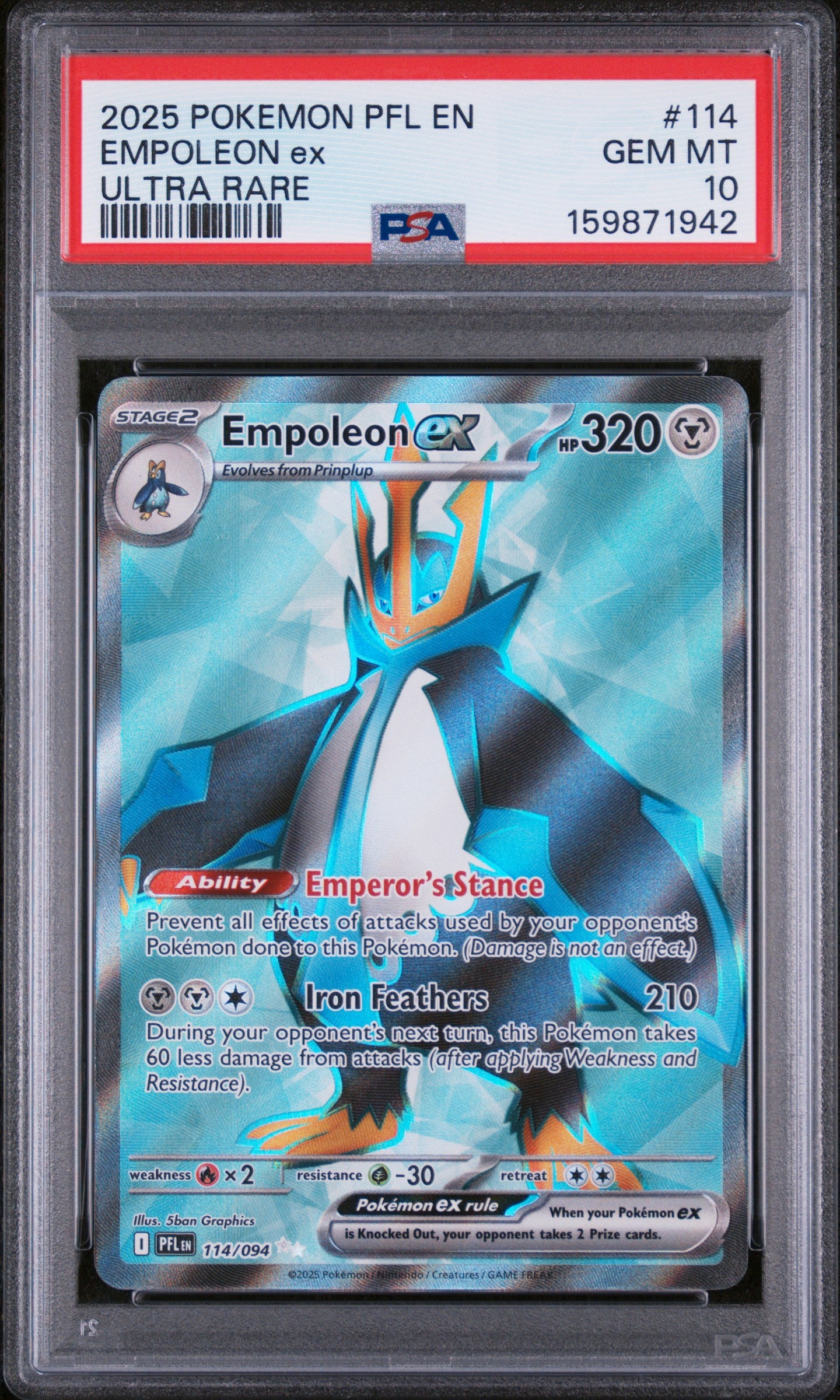 Empoleon ex - Pokemon Phantasmal Flames #114 PSA 10