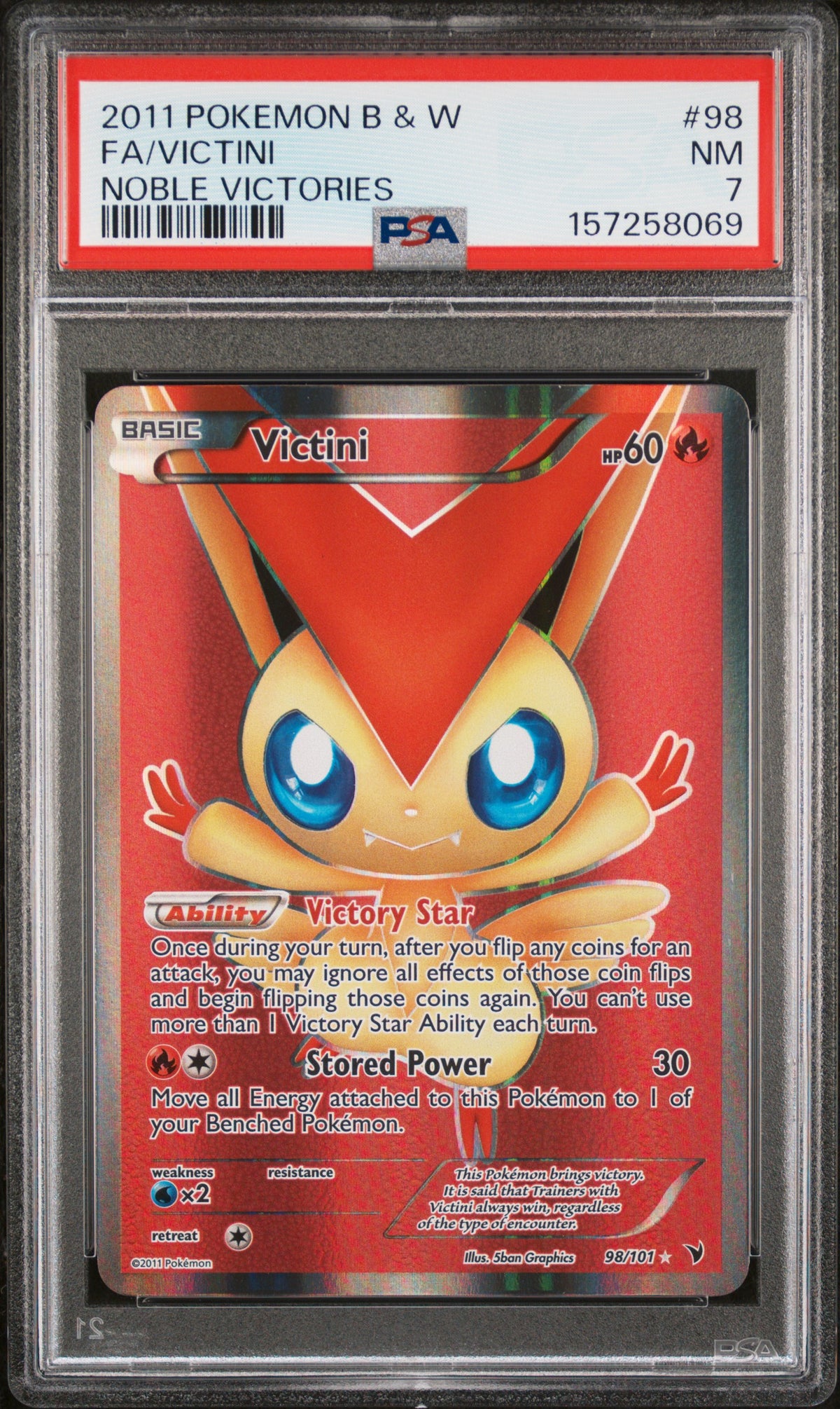 Victini - Pokemon Noble Victories #98 PSA 7