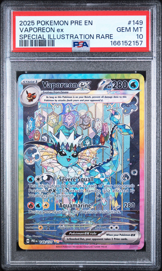 Vaporeon ex - Pokemon Prismatic Evolutions #149 PSA 10