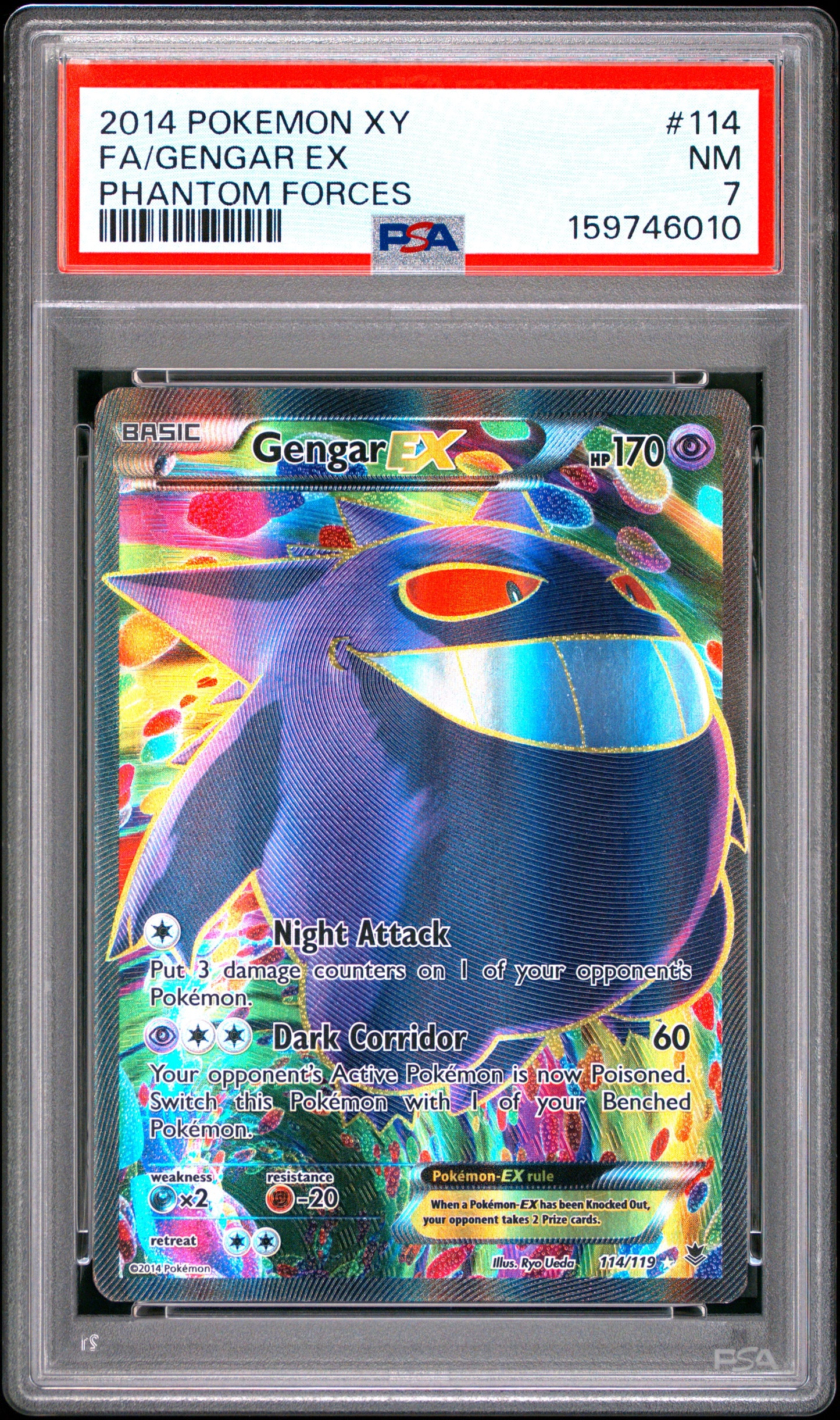 Gengar EX - Pokemon Phantom Forces #114 PSA 7