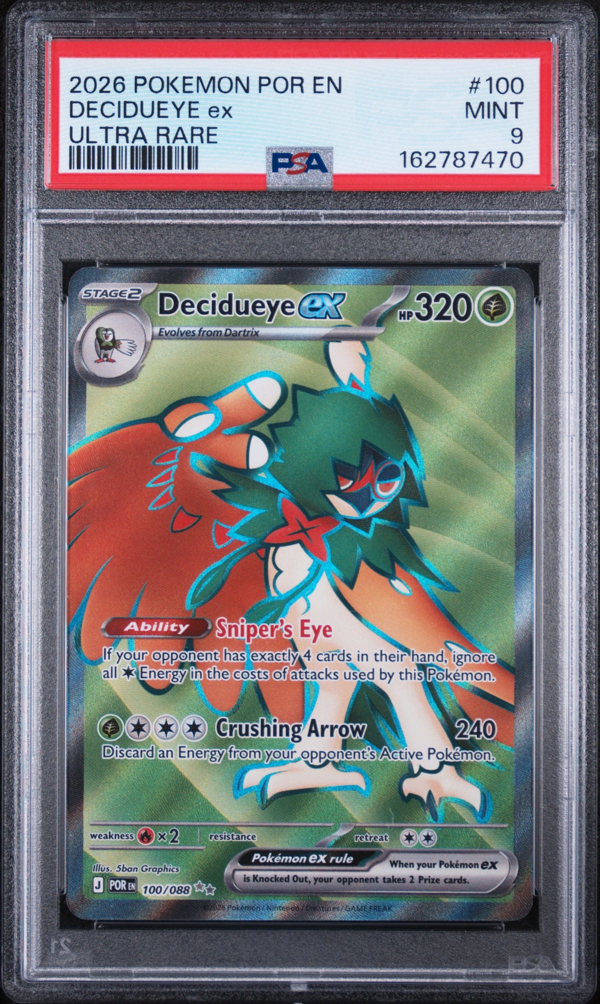 Decidueye ex - Pokemon Perfect Order #100 PSA 9