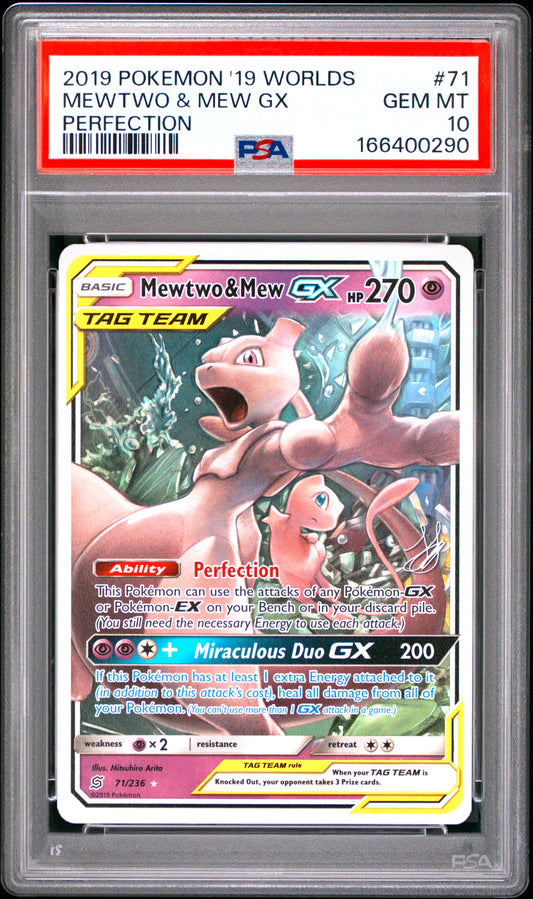 MEWTWO & MEW GX - Pokemon 2019 World Championships Deck: Perfection #71 PSA 10