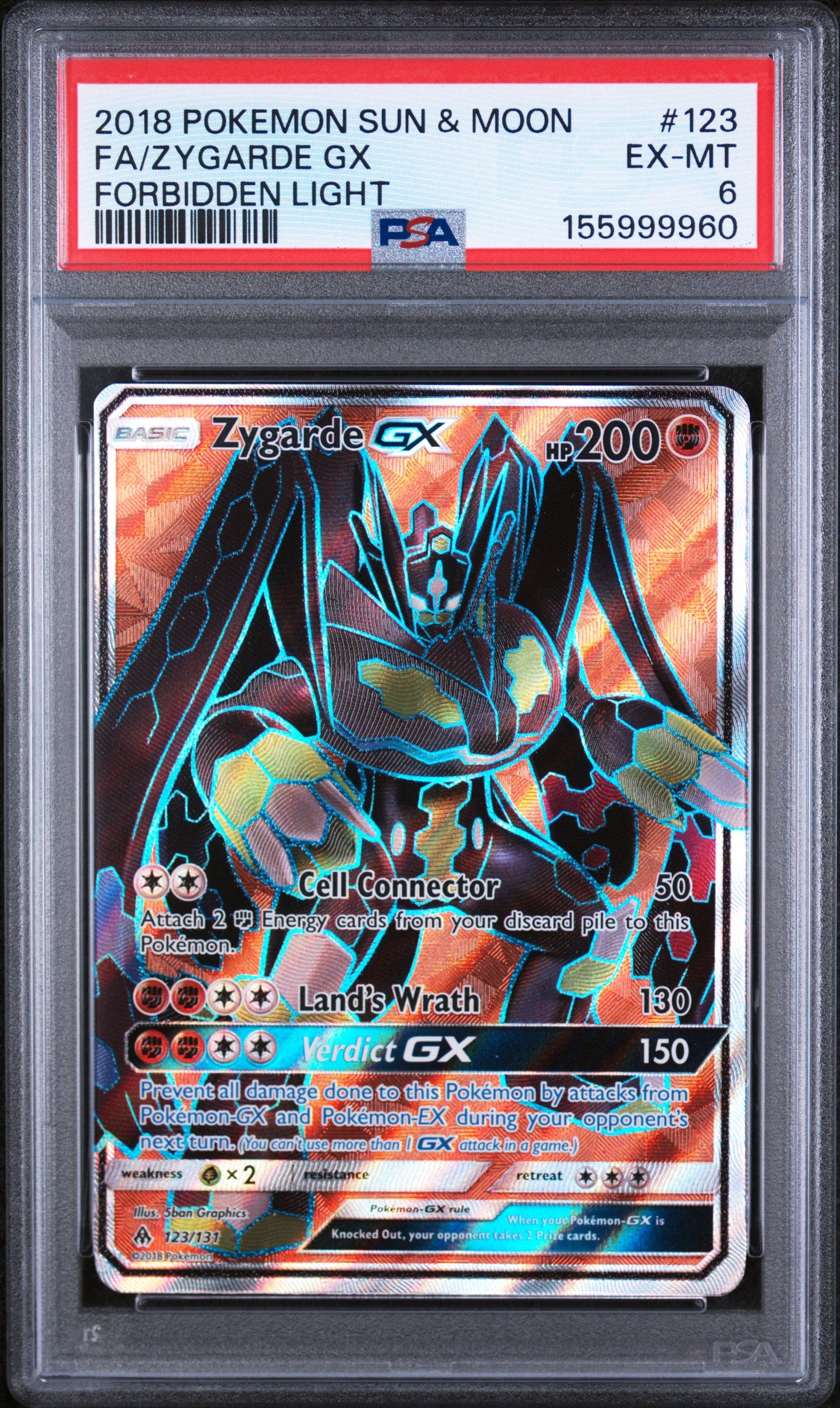 Zygarde GX - Pokemon Sun & Moon Forbidden Light #123 PSA 6