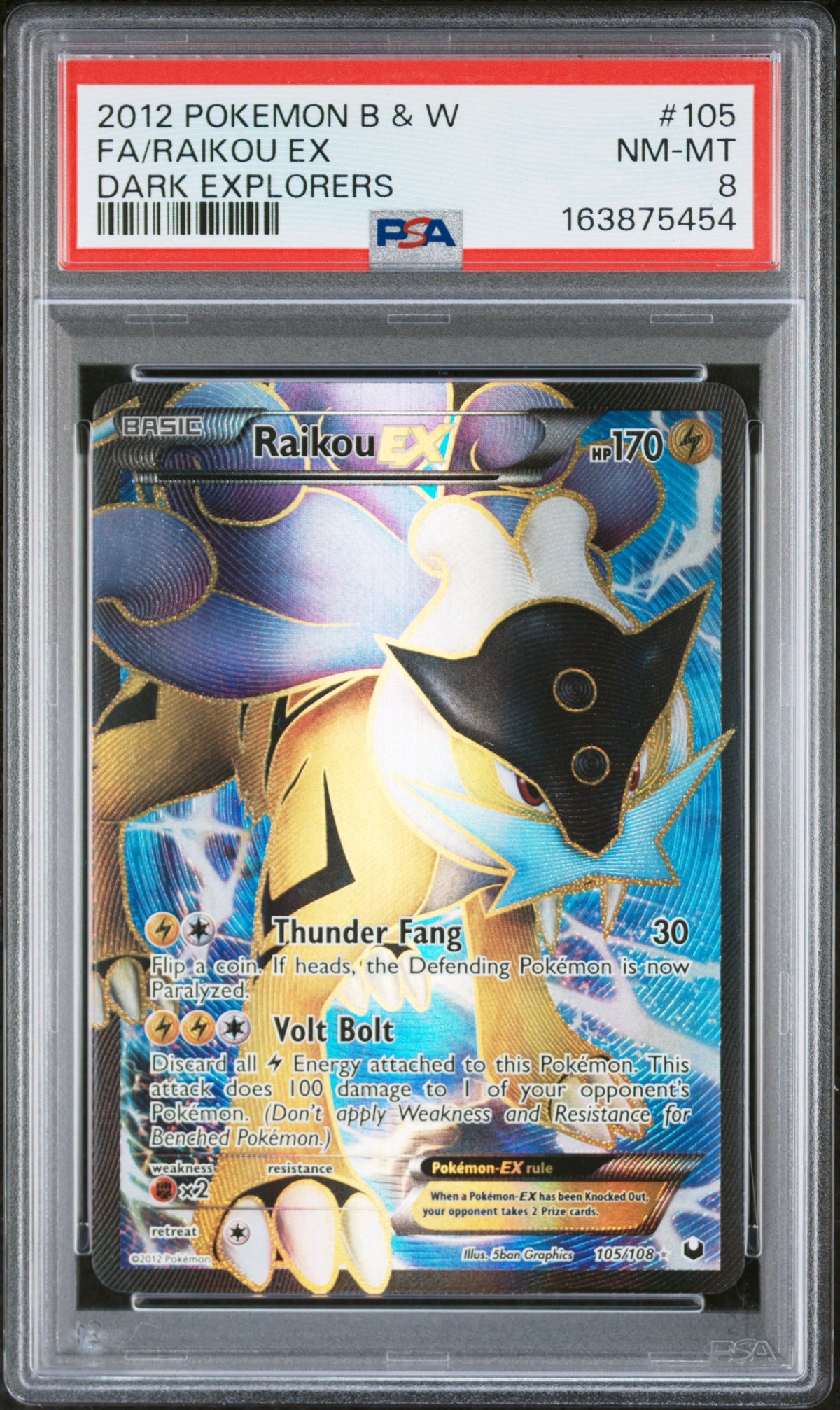 Raikou EX - Pokemon Dark Explorers #105 PSA 8